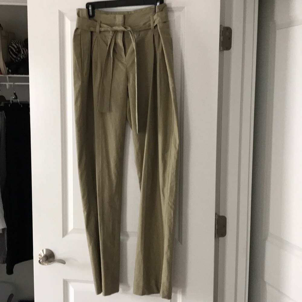 Khaki tie waist pants
